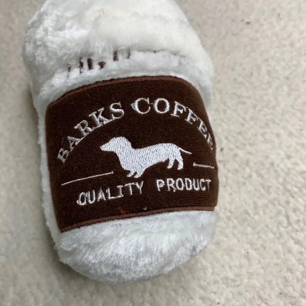 NEW Dog Puppy Squeaky Coffee Stuffed Toy